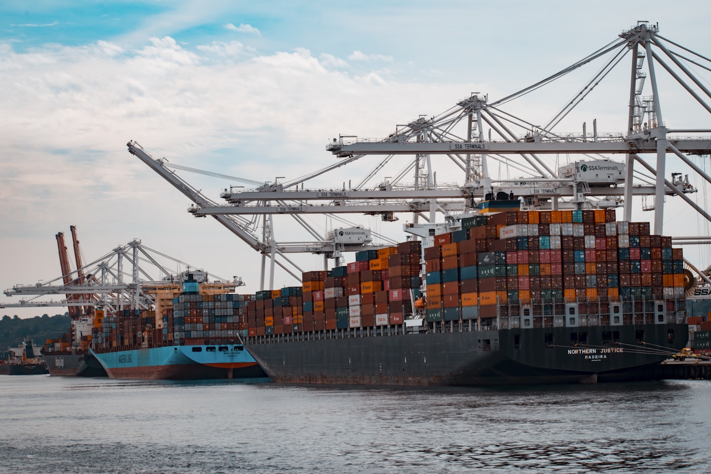 Cargo containers at a port